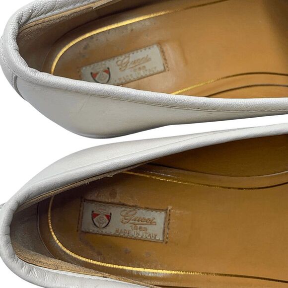 Gucci Jordaan Horsebit Loafers EU 36 US 6 White Leather Flat Slip On Shoes - Picture 15 of 16